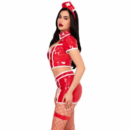 Leg Avenue Red Alert Nurse Kostim Crveni Sjajni Party Autfit S