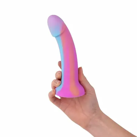 Easytoys dildo Candy Swirl Pink od svetlećeg silikona, 18 cm