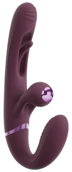 Javida Strapless Strap-On Flic dupli vibrator sa sistemom tapkanja, ljubičasti