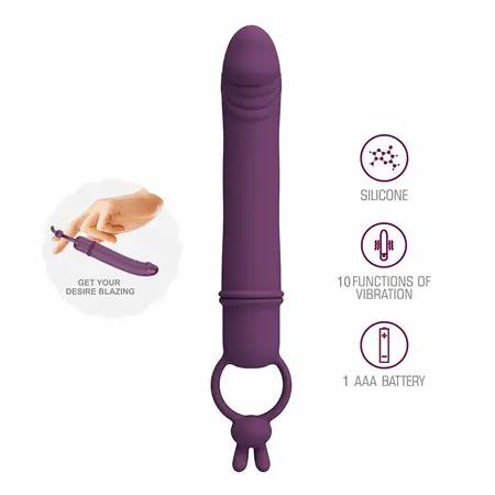 Pretty Love Cora kompaktni silikonski vibrator sa ergonomskim prstenom za držanje, roze