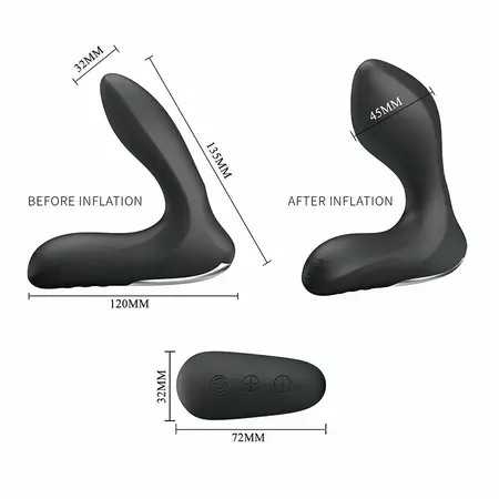 MR PLAY Prostate Model 33804 with Vibration & Remote, Inflatable, Black