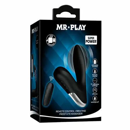 MR PLAY Prostate Model 33804 with Vibration & Remote, Inflatable, Black