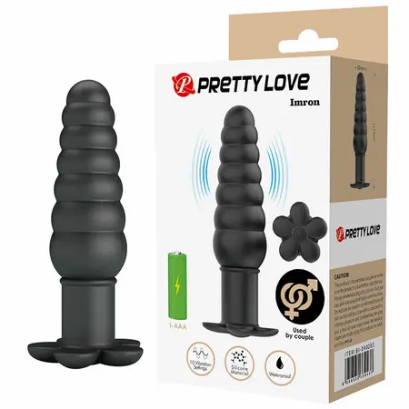 Pretty Love Imron vibrirajući analni čep od crnog silikona sa 10 modova i ergonomskim dizajnom