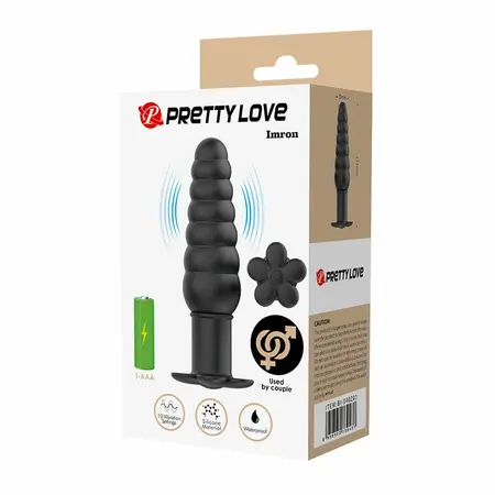 Pretty Love Imron vibrirajući analni čep od crnog silikona sa 10 modova i ergonomskim dizajnom