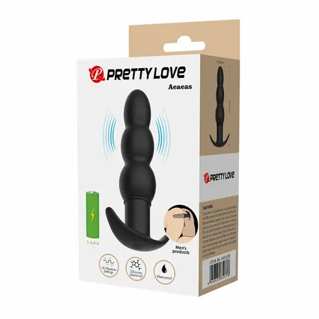 Pretty Love AEAEAS vibrirajući analni čep od crnog silikona, 10 modova, ergonomski