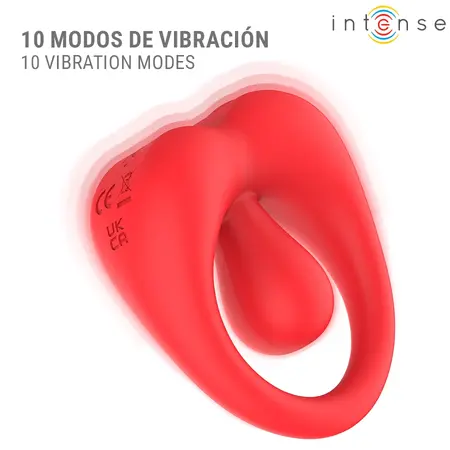 Intense Russell Vibrating Ring Red - 10 Modes, USB Rechargeable, Silicone