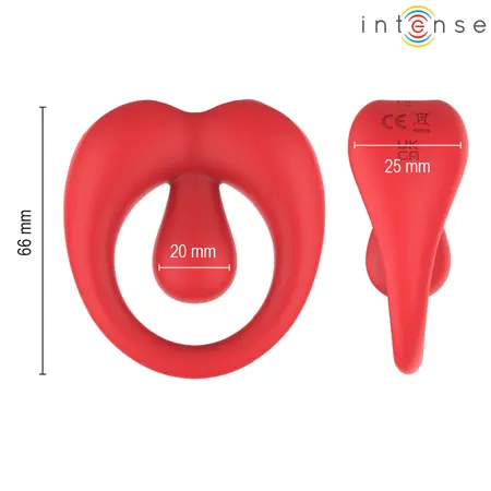 Intense Russell Vibrating Ring Red - 10 Modes, USB Rechargeable, Silicone