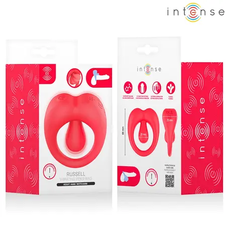 Intense Russell Vibrating Ring Red - 10 Modes, USB Rechargeable, Silicone