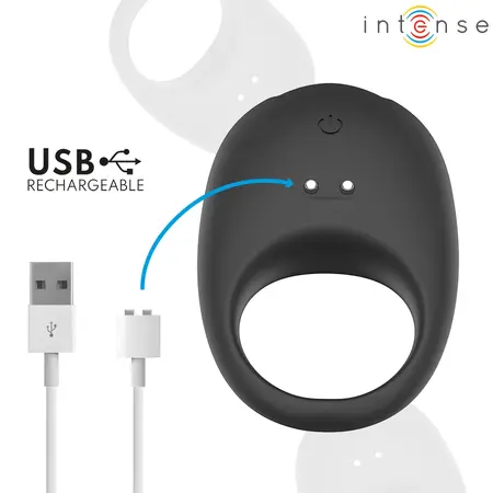 Intense Merlotte Vibrating Silicone Ring Black 10 Modes USB Rechargeable