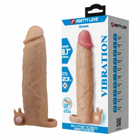 Pretty Love Xerxes Extension Sleeve with Vibrating Clitoral System, 17cm