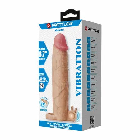 Pretty Love Xerxes Extension Sleeve with Vibrating Clitoral System, 17cm