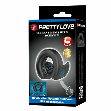 Pretty Love Quentin Dual Silicone Ring with Vibrating System Black