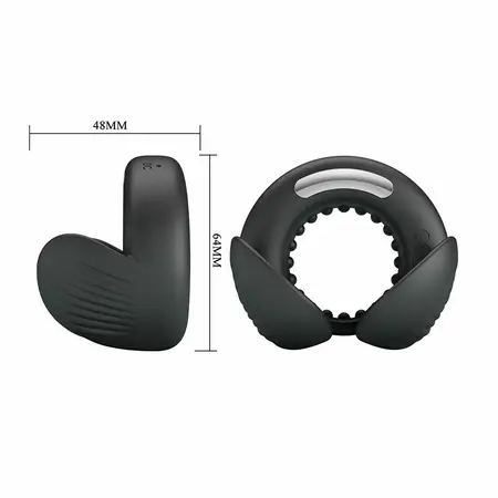Pretty Love Quentin Dual Silicone Ring with Vibrating System Black