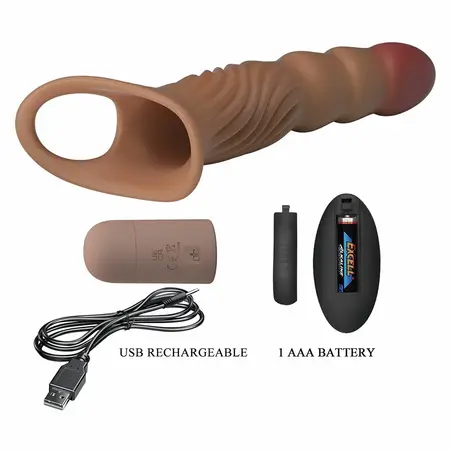 Pretty Love teksturisani produžetak sa vibracijom na daljinsko upravljanje, USB, TPE