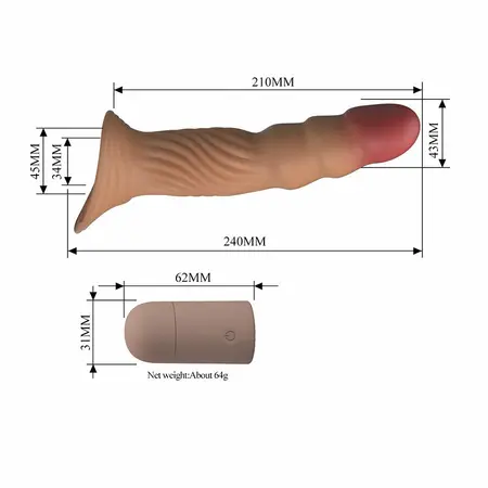 Pretty Love teksturisani produžetak sa vibracijom na daljinsko upravljanje, USB, TPE