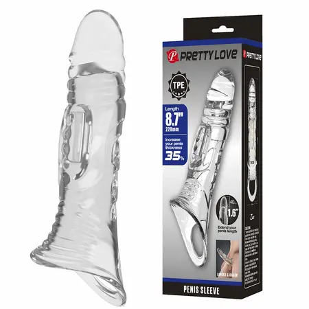Pretty Love Transparent Extension Sleeve TPE 22cm Ergonomic Design