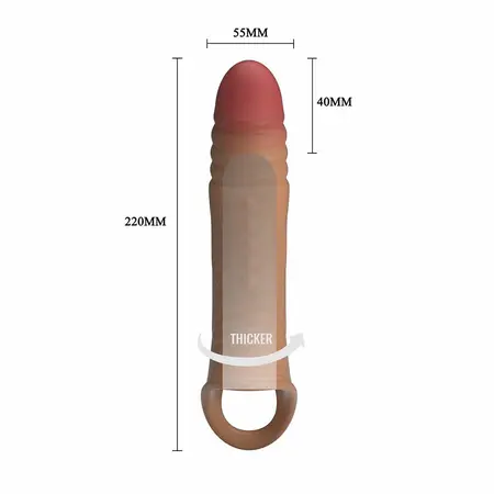 Pretty Love vibrirajući produžetak za penis od TPE materijala, 16 cm, ergonomski dizajn