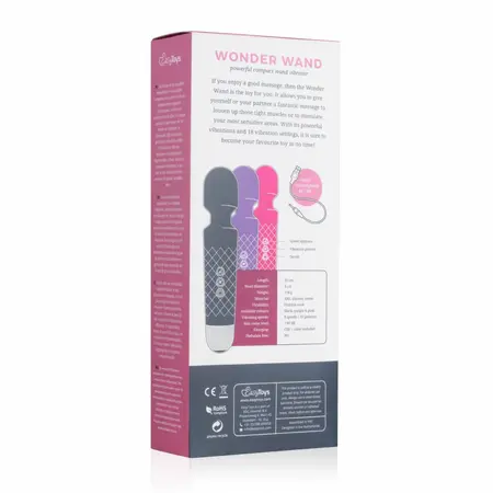 EasyToys Mini Wand Pink - Compact Rechargeable Massager, 18 Modes