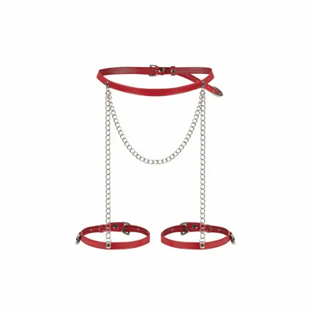 Obsessive Inferro Harness Bottom Red, seksi pojas sa podesivim trakama i metalnim detaljima