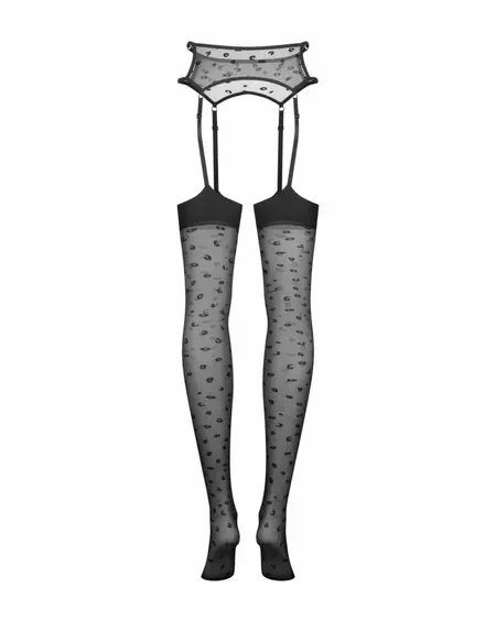 Obsessive Isinne crne čarape sa halterima elegantan poluprovidni dizajn S/M/L