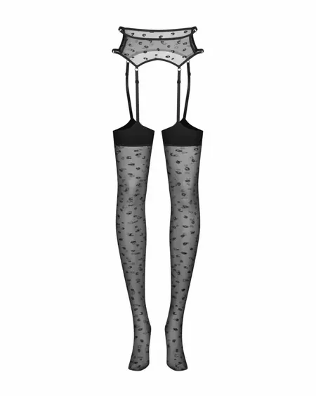 Obsessive Isinne crne čarape sa halterima elegantan poluprovidni dizajn S/M/L