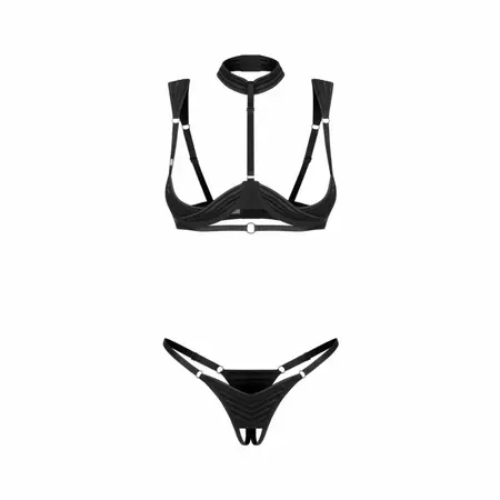 Obsessive Roccele dvodelni set donjeg veša crni sa podesivim bretelama L/XL