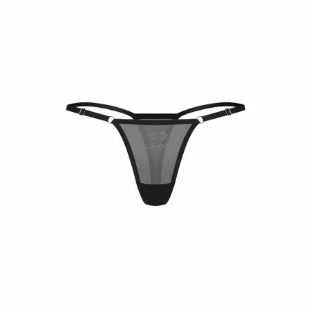 Obsessive Violami Thong Black - Adjustable Mesh with Rhinestone Detail S/M