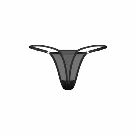 Obsessive Violami Thong Black - Adjustable Mesh with Rhinestone Detail S/M