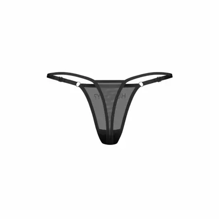Obsessive Violami Black Mesh Thong with Rhinestone Detail, Adjustable Fit S/M