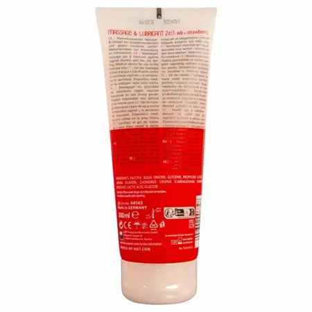 HOT Masažni i lubrikantni gel 2 u 1 Jagoda 200ml, dvostruko delovanje i voćna aroma