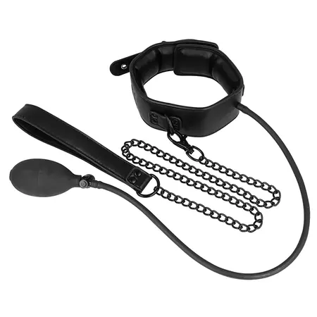 Fetish Submissive Bondage ogrlica na naduvavanje sa metalnim lancem