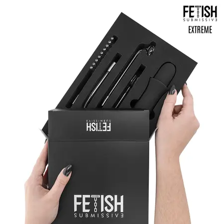 Fetish Submissive visokofrekventni elektrostimulacioni štapić, 4 nastavka, crni