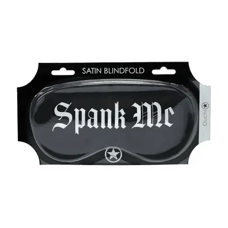 Spank Me Printed Satin Mask Black - Elegant Sensory Play Eye Cover