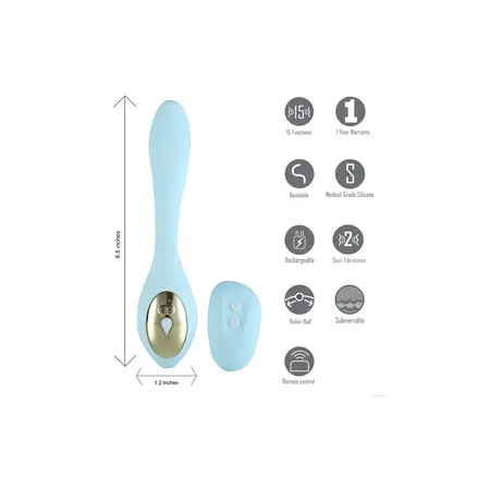 Maia Harmony Dual Silicone Vibrator Teal Rechargeable Waterproof