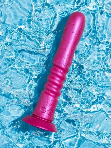 ROMP Jiggle silikonska intimna igračka sa funkcijom potiskivanja i vakuumskim postoljem, ljubičasta