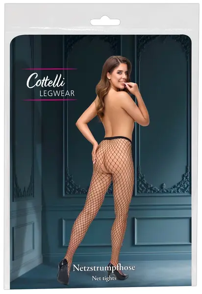 Cottelli LEGWARE mrežaste čarape S do L crne sa krupnom mrežom, mekan i rastegljiv materijal