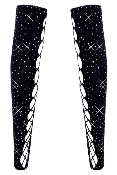 Cottelli ACCESSOIRES dugi rukavi bez prstiju S-L crni svetlucavi pleteni