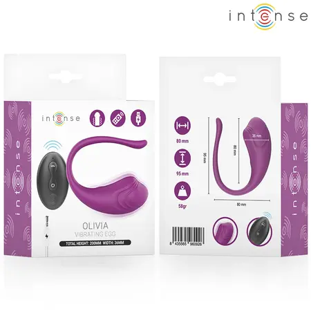 Intense Olivia Purple Remote-Controlled Vibrating Egg 9.5cm USB