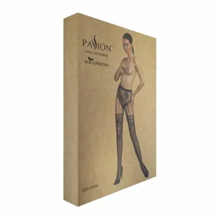 Passion ECO S004 crni bodystocking ekološki materijal i elegantan mrežasti dizajn u univerzalnoj veličini