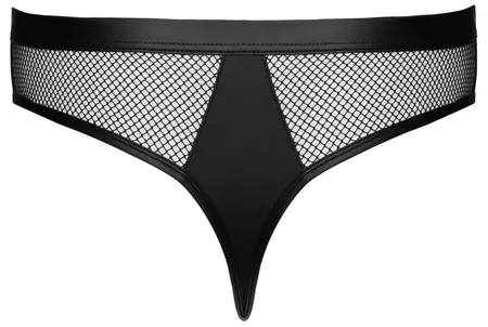 Svenjoyment Net Thong L, crne mrežaste tange sa zlatnim prstenovima