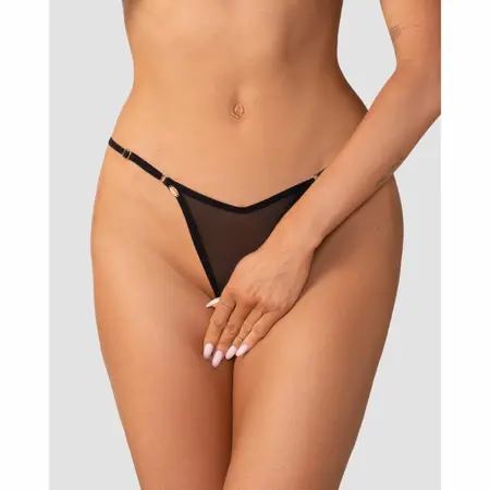 Obsessive Oxaria crne tange sa ukrasnim zlatnim detaljima i podesivom veličinom L/XL