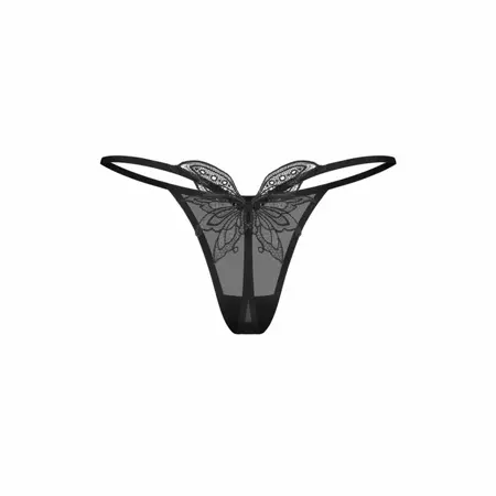 Obsessive Veyane crne tange sa dekorativnim detaljem od čipke u obliku leptira 2XL/3XL