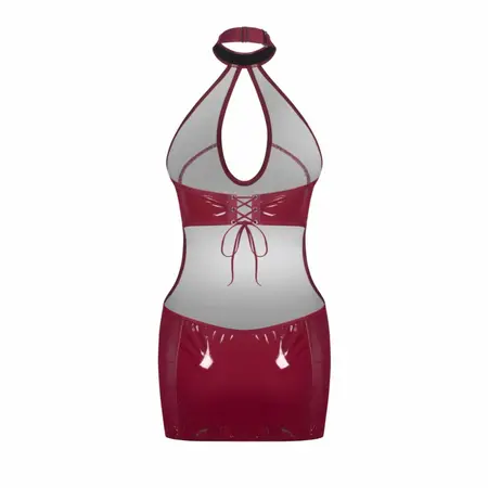 Obsessive Redya Dress Red - Glossy Adjustable Lace-Up Design L/XL
