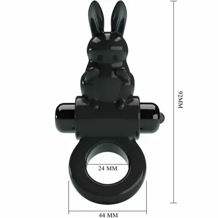 Pretty Love BI-210245 Intimate Ring with Rabbit Design, 10 Modes, Black