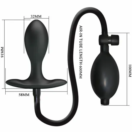 Pretty Love BI-040096Q silikonski analni sistem na naduvavanje, crni