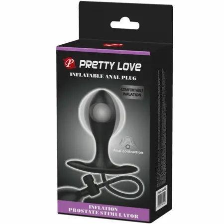 Pretty Love BI-040096Q silikonski analni sistem na naduvavanje, crni