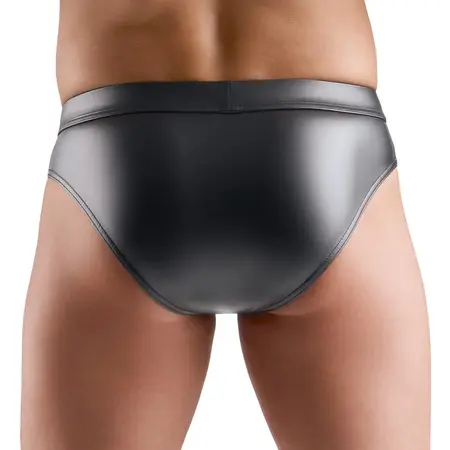 Svenjoyment muške slip gaćice XL crni wetlook sa mrežicom i rajsferšlusom za savršenu udobnost