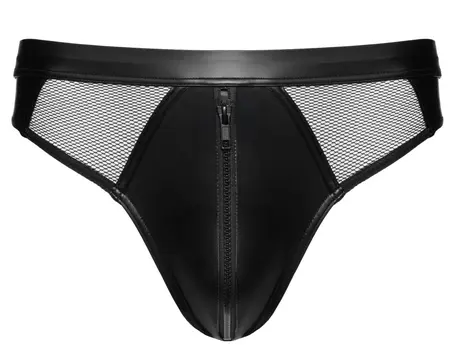 Svenjoyment muške slip gaćice XL crni wetlook sa mrežicom i rajsferšlusom za savršenu udobnost