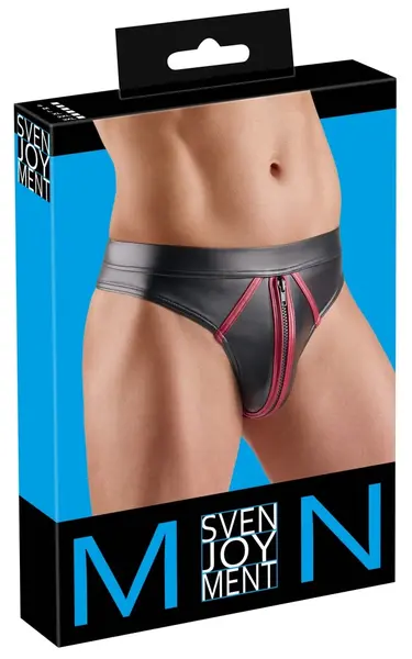 Svenjoyment tange M crni wetlook sa crvenim detaljima i rajsferšlusom napred