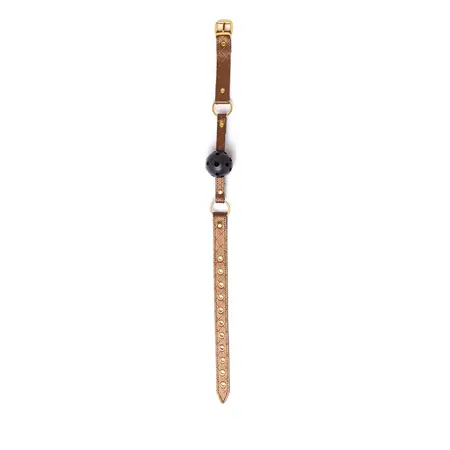 Sportsheets The Damsel Breathable Ball Gag with Quilted Strap Gold Accents